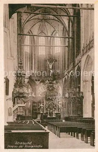 AK / Ansichtskarte Stralsund Mecklenburg Vorpommern Nicolaikirche innen Kat. Stralsund