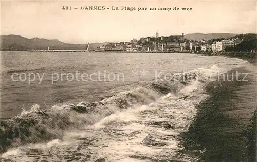 AK / Ansichtskarte Cannes Alpes Maritimes La Plage par un coup de mer Kat. Cannes