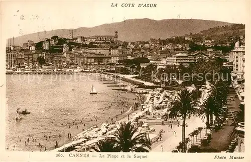 AK / Ansichtskarte Cannes Alpes Maritimes La Plage et le Suquet Cote d Azur Kat. Cannes