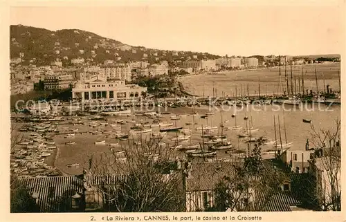 AK / Ansichtskarte Cannes Alpes Maritimes "La Riviera" le port le casino et la Croisette Cote d Azur Kat. Cannes