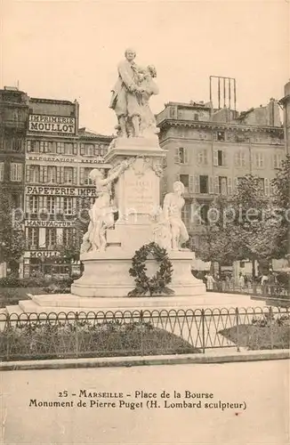 AK / Ansichtskarte Marseille Bouches du Rhone Place de la Bourse Monument de Pierre Puget