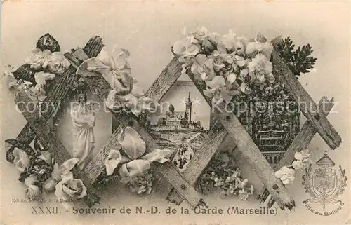 AK / Ansichtskarte Marseille Bouches du Rhone Souvenir de Notre Dame de la Garde Cathedrale
