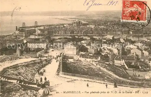 AK / Ansichtskarte Marseille Bouches du Rhone Vue generale prise de Notre Dame de la Garde Cote d Azur