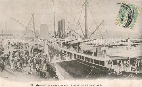 AK / Ansichtskarte Bordeaux Embarquement a bord de l Atlantique Kat. Bordeaux