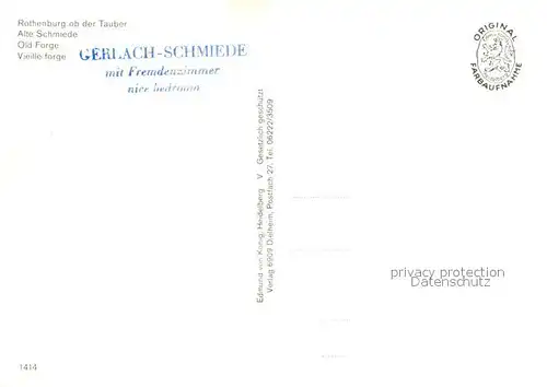 AK / Ansichtskarte Schmied Alte Schmiede Rothenburg ob der Tauber  Kat. Berufe
