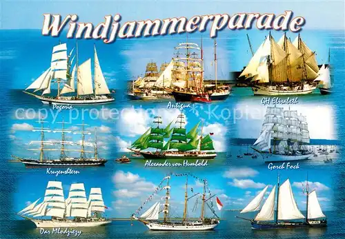 AK / Ansichtskarte Segelschiffe Windjammerparade Pogoria Gorch Fock Antigua Dar Mlodziezy Kat. Schiffe