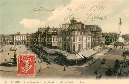 AK / Ansichtskarte Bordeaux Cours du Trente Juillet et Allees de Tourny Kat. Bordeaux