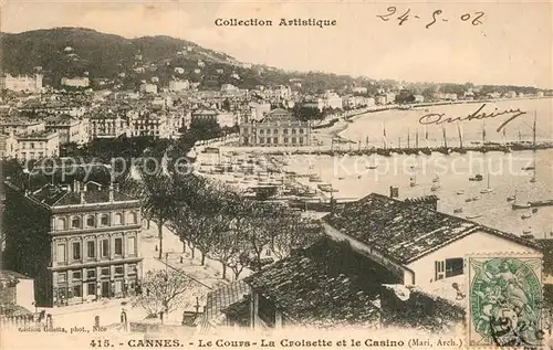 AK / Ansichtskarte Cannes Alpes Maritimes Le Cours La Croisette et le Casino Plage Port Cote d Azur Collection Artistique Kat. Cannes