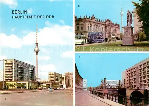 AK / Ansichtskarte Berlin Karl Marx Allee mit Fernsehturm Museum fuer Deutsche Geschichte Jungfern Bruecke Kat. Berlin