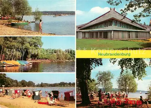 AK / Ansichtskarte Neubrandenburg Tollensesee Bootshafen Freibad Stadthalle HOG Badehaus Kat. Neubrandenburg