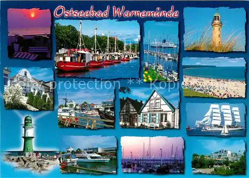AK / Ansichtskarte Warnemuende Ostseebad Hafen Dreimaster Passat Leuchtturm Fischerboote  Kat. Rostock
