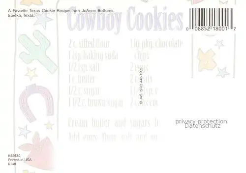 AK / Ansichtskarte Cowboys Cowboy Cookies Rezept  Kat. Landwirtschaft