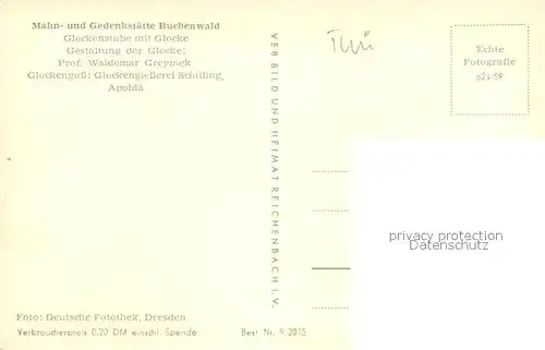 AK / Ansichtskarte Buchenwald Weimar Glockenstube mit Glocke Kat. Weimar