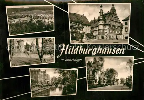 AK / Ansichtskarte Hildburghausen Rathaus Burg Teilansicht  Kat. Hildburghausen