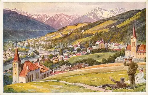 AK / Ansichtskarte Innsbruck Panorama Alpen Alpenlaendische Kunst Nr 46 Kuenstlerkarte Kat. Innsbruck