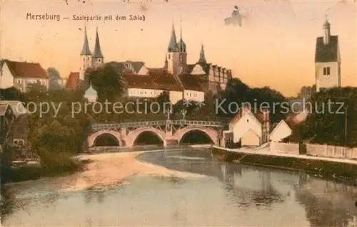 AK / Ansichtskarte Merseburg Saale Saalepartie mit Schloss Kat. Merseburg