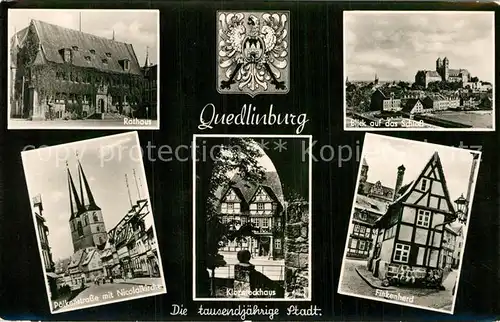 AK / Ansichtskarte Quedlinburg Rathaus Schloss Finkenherd Nicolaikirche Klopstockhaus Kat. Quedlinburg
