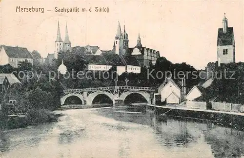 AK / Ansichtskarte Merseburg Saale Saalepartie mit Schloss Kat. Merseburg