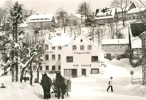 AK / Ansichtskarte Seiffen Erzgebirge Erbgericht HO Imbiss Winter Kat. Kurort Seiffen Erzgebirge