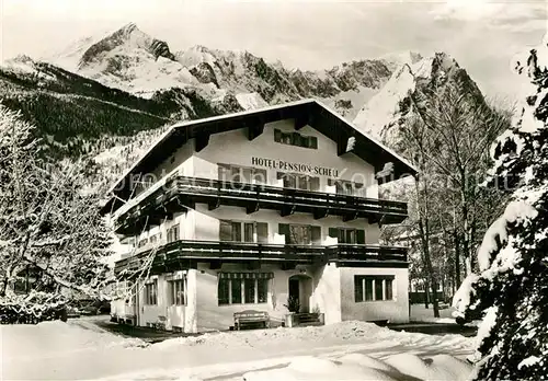 AK / Ansichtskarte Garmisch Partenkirchen Hotel Pension Schell Winter Kat. Garmisch Partenkirchen