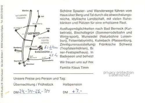 AK / Ansichtskarte Gefrees Gasthof Pension Entenmuehle Gaststube Terrasse Kat. Gefrees