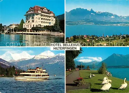 AK / Ansichtskarte Hilterfingen Thunersee Hotel Bellevue Faehrschiff Panorama