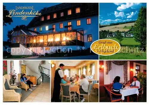 AK / Ansichtskarte Erlbach Vogtland Landhotel Lindenhoehe Lobby Gastraum Landschaft Kat. Erlbach Vogtland