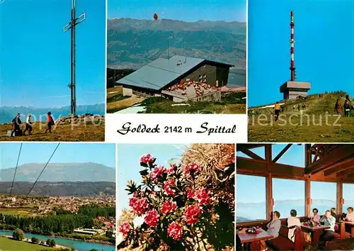 AK / Ansichtskarte Spittal Drau Goldeck Gipfelkreuz Panorama Gipfelhaus Fernsehturm Kat. Spittal an der Drau