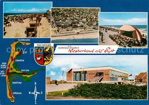 AK / Ansichtskarte Westerland Sylt Strand Ellenbogen Fliegeraufnahme Kurhaus Kat. Westerland