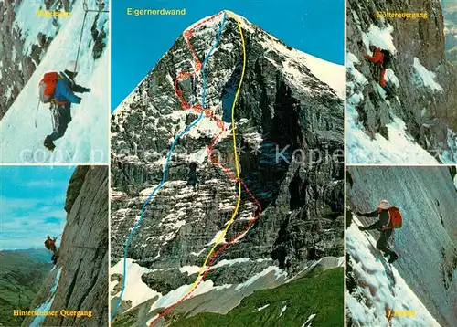 AK / Ansichtskarte Eiger Grindelwald Nordwand Erstes und zweietes Eisfeld Rampe Spinne Kat. Eiger