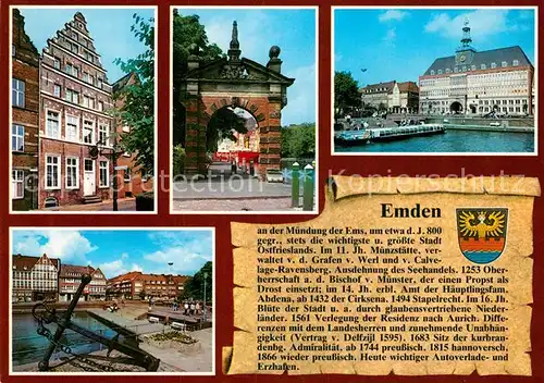 AK / Ansichtskarte Emden Ostfriesland Pelzerhaus Hafentor Rathaus Stockanker am Rathaus Kat. Emden