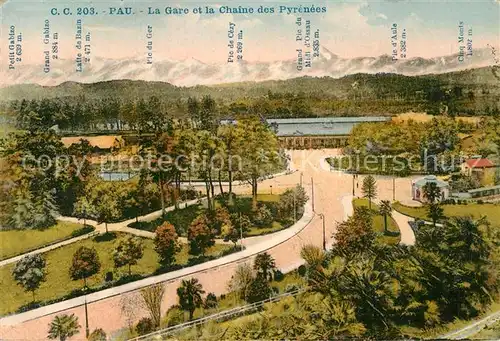 AK / Ansichtskarte Pau Gare Chaine Peyrenees Pic de Cezy Grand Pic du Midi d Ossau Kat. Pau