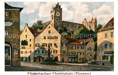 AK / Ansichtskarte Fuessen Allgaeu Malerischer Marktplatz Serie Aus malerischen Staedten Kuenstlerkarte V. Marschall Kat. Fuessen