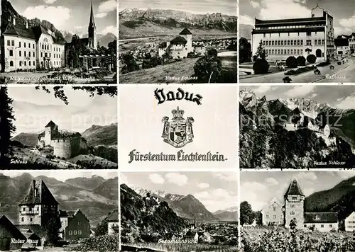 AK / Ansichtskarte Vaduz Schloss Rotes Haus Rathaus Regierungsgebaeude Kat. Vaduz