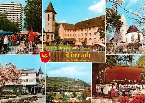 AK / Ansichtskarte Loerrach Rosenfelspark Campingplatz Alten  und Pflegeheim Museum am Burgof Kat. Loerrach