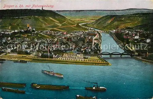 AK / Ansichtskarte Bingen Rhein Panorama Nahemuendung Kat. Bingen am Rhein