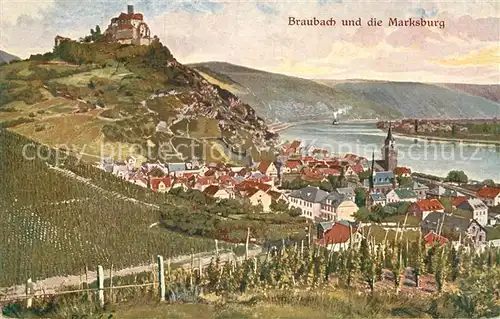 AK / Ansichtskarte Braubach Rhein Teilansicht mit Marksburg Kat. Braubach