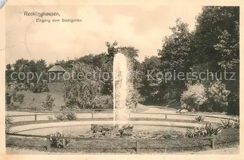 AK / Ansichtskarte Recklinghausen Westfalen Eingang zum Stadtgarten Kat. Recklinghausen