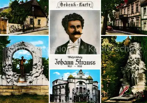 AK / Ansichtskarte Strauss Johann Gedenkkarte Landhaus Salmannsdorf Volksoper Wien Grabstaette Kat. Komponist