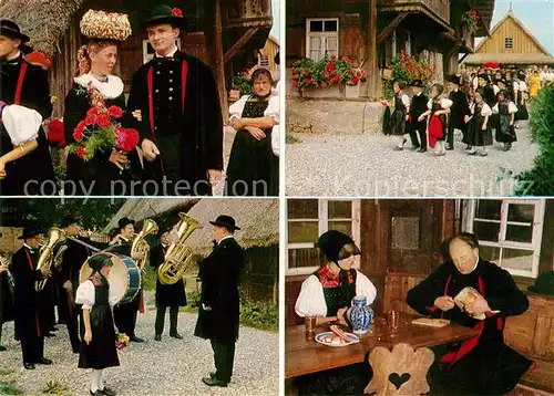 AK / Ansichtskarte Trachten Schwarzwald Freilichtmuseum Vogtsbauernhof Gutach Speck Vesper Hochzeit  Kat. Trachten