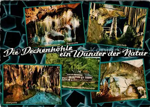 AK / Ansichtskarte Hoehlen Caves Grottes Dechenhoehle Orgelgrotte Kaiserhalle Nixengrotte Bahnhofsgaststaette Kat. Berge