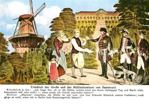 AK / Ansichtskarte Windmuehle Friedrich der Grosse und Muehlenbesitzer von Sanssouci Kat. Gebaeude und Architektur