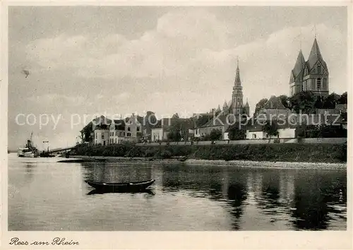 AK / Ansichtskarte Rees Rhein Blick ueber den Rhein zur Kirche Kat. Rees