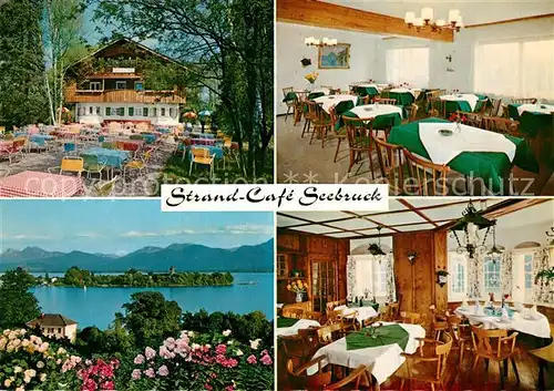 AK / Ansichtskarte Seebruck Chiemsee Strand Cafe Gastraeume Gartenterrasse Kat. Seeon Seebruck