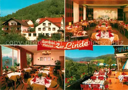 AK / Ansichtskarte Langenthal Odenwald Gasthaus Pension Zur Linde Gastraeume Terrasse Kat. Hirschhorn (Neckar)