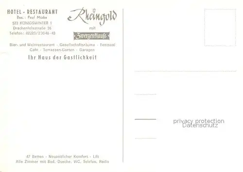 AK / Ansichtskarte Koenigswinter Hotel Restaurant Rheingold Gastraeume Kat. Koenigswinter