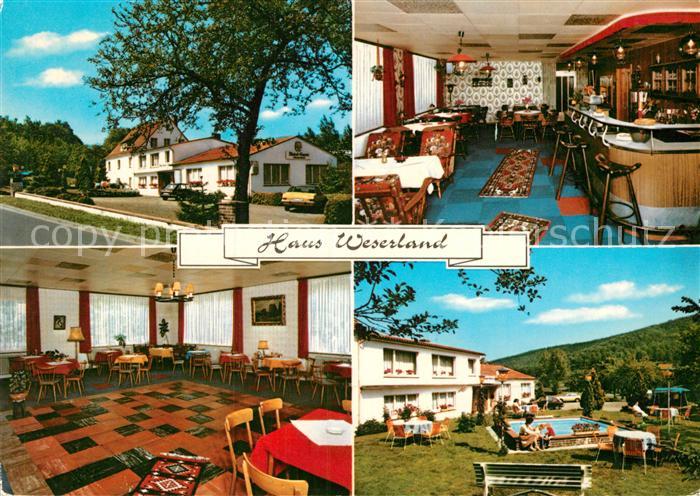 Ak Ansichtskarte Vaake Haus Weserland Bar Gastraum Swimmingpool