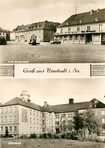 AK / Ansichtskarte Neustadt Sachsen Cafe Wochenpost Oberschule Kat. Neustadt Sachsen