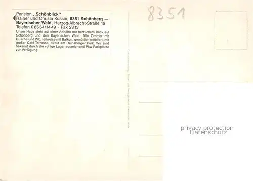 AK / Ansichtskarte Schoenberg Bayerischer Wald Pension Schoenblick