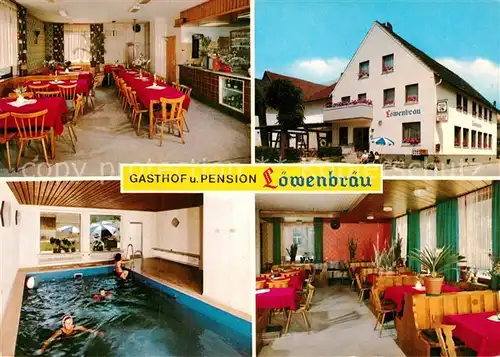AK / Ansichtskarte Schwabthal Gasthof Pension Loewenbraeu Gastraum Hallenbad Kat. Bad Staffelstein